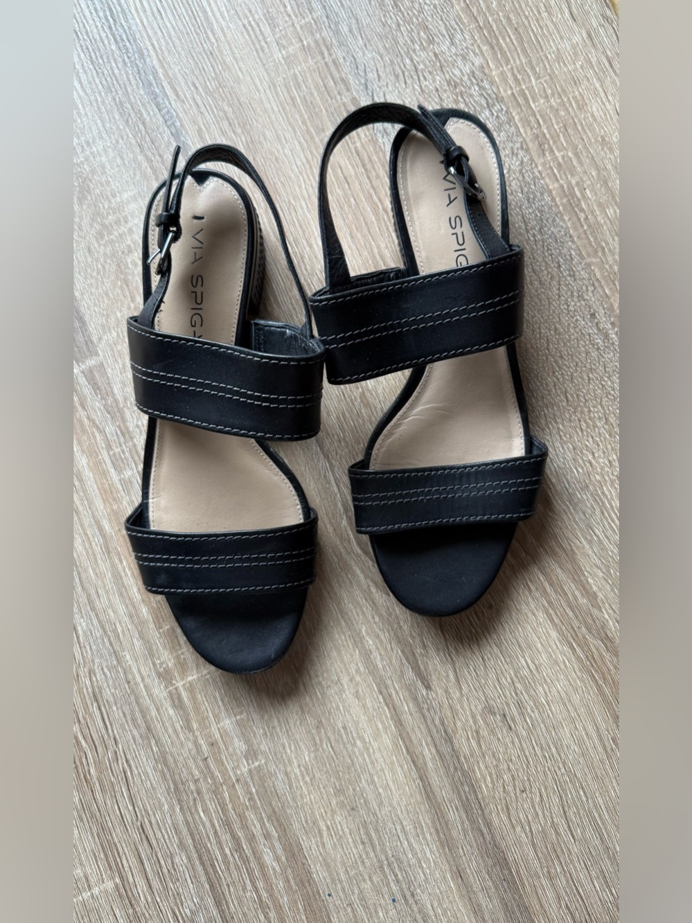Via Spiga Black Double-Strap Slingback Sandals Size 7.5M